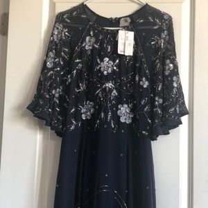 ASOS Tall Embellished Floral Flutter Sleeve Gown